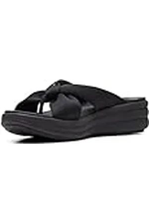 Clarks Sandalia plana Drift Ave para mujer, negro textil, 36 EU