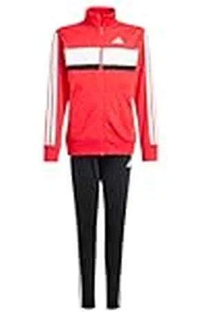 adidas Unisex niños SEASONAL ESSENTIALS TIBERIO 3 STRIPES TRICOT TRACKSUIT, Pure Ruby/White, 15-16 Years