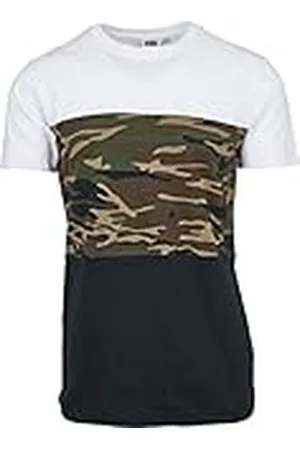 Urban classics Color Block tee Camiseta, Negro/Blanco/Camuflaje y Madera, Small para Hombre