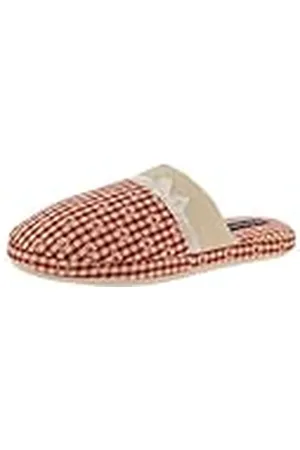 De Fonseca Pantuflas de mujer Woven Vichy con flores, suela de goma TPR reforzada, zapatillas de casa, , 36/37 EU