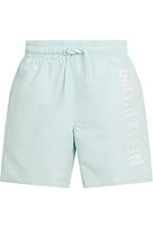 Calvin Klein Bañador Chicos Medium Drawstring con cintura ajustable, Gris (Moonlight Jade), 12-14 Años