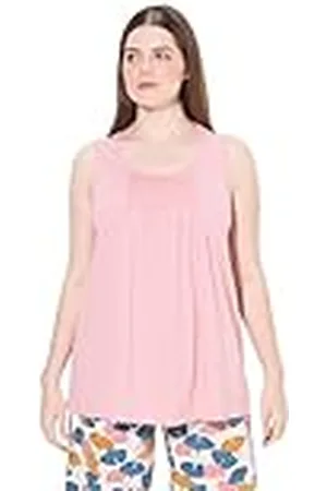 Ulla Popken Pyjama Shirt Sleeveless Pijama Camiseta sin Mangas Pintucks, , 44-46 Mujeres