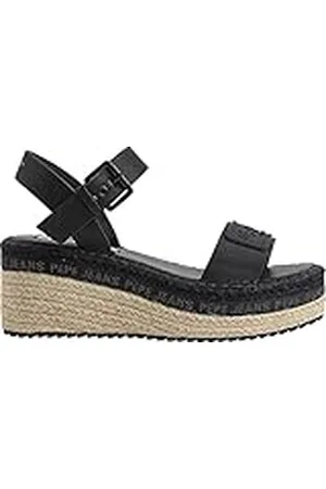 Pepe Jeans WITNEY Brand, Sandalias de cuña Mujer, Black, 38 EU