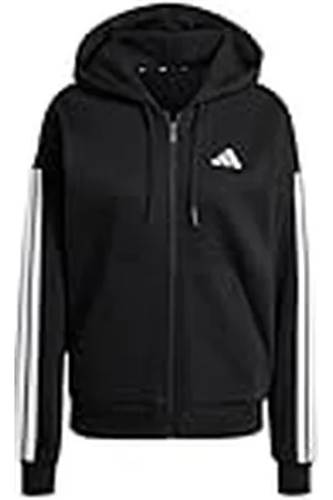 adidas Mujer Essentials 3-Stripes Full-Zip Fleece Hoodie, , XXS