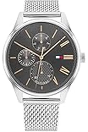 Tommy Hilfiger Reloj Analógico de Cuarzo multifunción para Hombre con Correa de Malla de Acero Inoxidable Plateada - 1791846