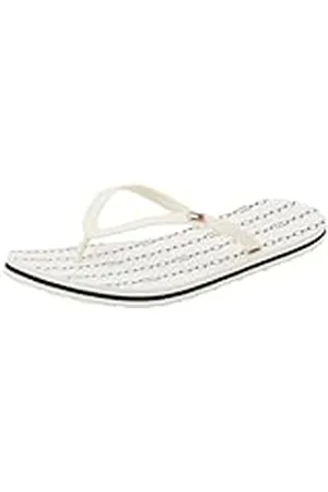 Tommy Hilfiger Chanclas Mujer Strap Beach Sandal con logotipo, Marfil (Ivory), 38
