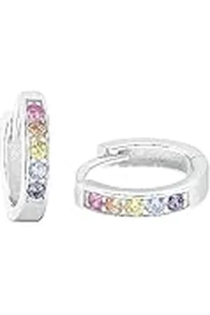 Amor Creoles Plata de Ley 925 Joyas de Orejas para Niñas, con Sintetizador de Circonitas, 1,2 cm, Plata, Viene en Caja de Regalo de Joyería