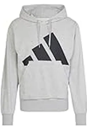 adidas Hombre Essentials Big Logo French Terry Hoodie, Medium Grey Heather/Black, XS