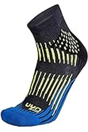UYN Calcetines para hombre Run Shockwave, antracita, azul real, amarillo fluorescente, talla 39/41