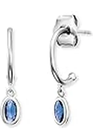 Engelsrufer Pendientes de aro para mujer de de ley – con 2 circonitas azules – cierre de rosca – sin níquel – 18 mm, 4,2 mm, de ley, No es una piedra preciosa