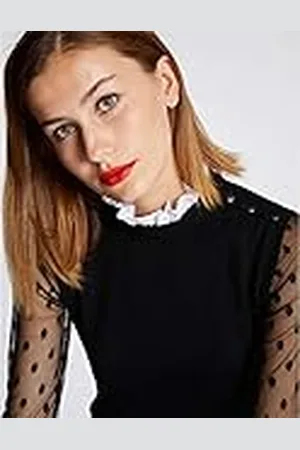 Morgan Jersey bimateria cuello con volantes Negro L
