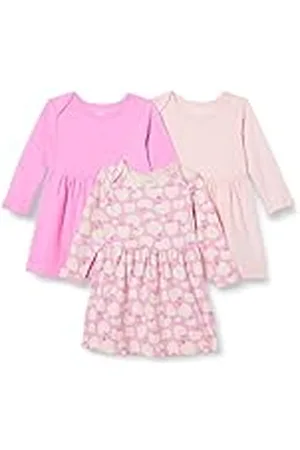 Amazon Vestido de Algodón de Manga Larga Bebé Niña, Pack de 3, , 6-9 meses