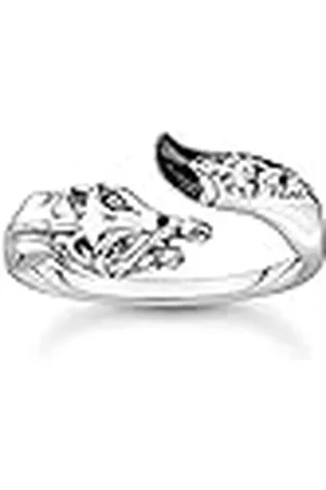 Thomas Sabo Anillo para mujer con piedras blancas de plata de ley 925, ennegrecido, esmalte frío TR2417-691-7, 48, Plata de ley, Zirconia cúbica