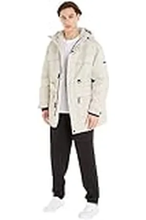 Tommy Hilfiger Men Parka Tech Winter, Off-White (Newsprint), M