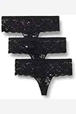 IRIS & LILLY Ropa Interior Tipo Tanga de Encaje Mujer, Pack de 3, , 38