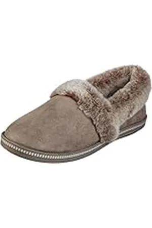 Skechers COZY CAMPFIRE TEAM TOASTY, Zapatilla baja para Mujer, Dark Taupe Microfiber Suede/ Faux Fur Line, 38.5 EU