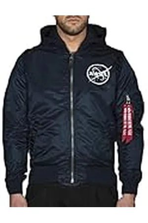 Alpha Industries MA-1 LW HD NASA Glow Rev. Chaqueta, Azul (Rep.Blue-07), S para Hombre