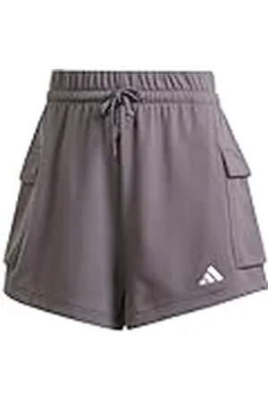 adidas Mujer Essentials Small Logo French Terry Cargo Shorts, Grey Strata/White, M