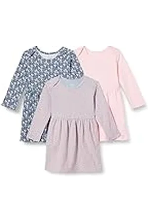 Amazon Vestido de Algodón de Manga Larga Bebé Niña, Pack de 3, , 0-3 meses