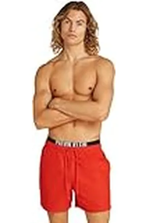 Calvin Klein Bañador Hombre Medium Double con cintura ajustable, Rojo (Flaming Chili), M