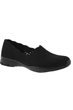 Skechers Seager-Stat-Cuello Festoneado, diseñado de Punto Skech-Knit Slip-on-Ajuste clásico, Mocasín Mujer, Black, 39 EU Ancho