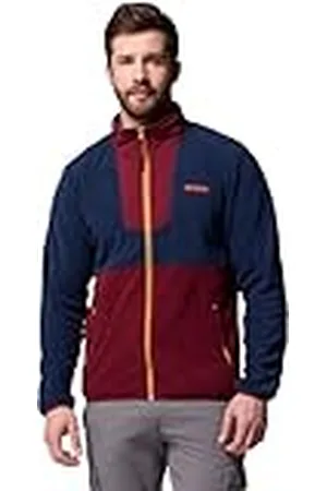 Columbia Sequoia Grove - Chaqueta de forro polar con cremallera completa para hombre, color vino intenso, azul marino universitario, talla XL