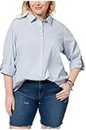Tommy Hilfiger Camisa con Cuello de botón y Mangas Ajustables para Mujer, , M