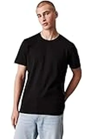 Calvin Klein Camiseta de manga corta Hombre Logo Tape con cuello redondo, Negro , M
