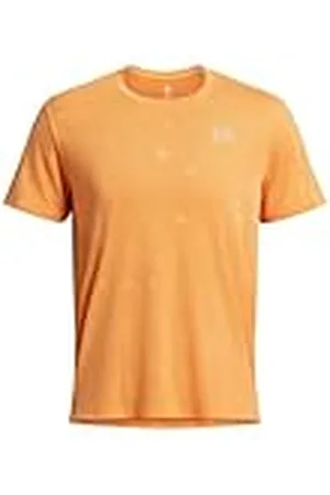 Under Armour Launch Splatter Tee Camiseta de manga corta para hombre, camiseta de deporte ligera, color naranja nova/gris atómico/reflectante