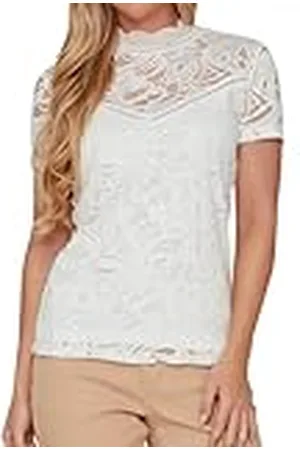 VILA Clothes Vistasia S/s Lace Top - Noos, Camiseta sin Mangas Mujer, , 42 (Talla del Fabricante: Large)