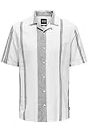Only & Sons Onscaiden SS Stripe Linen Resort Camiseta Camisa de Lino, , XS para Hombre