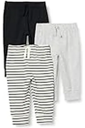 Amazon Pantalones con Cintura Elástica de Algodón Unisex Bebés, Pack de 3, , 0-3 meses