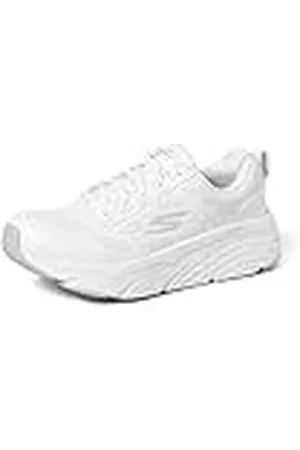 Skechers MAX CUSHIONING ELITE STEP UP, Zapatillas para Mujer, White Leather/Silver Trim, 38 EU