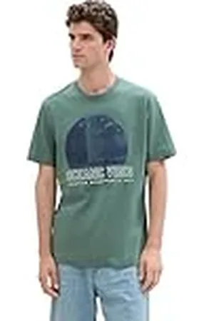 TOM TAILOR 1042625 Camiseta básica con Estampado fotográfico, 19643-Green Dust, 3XL para Hombre