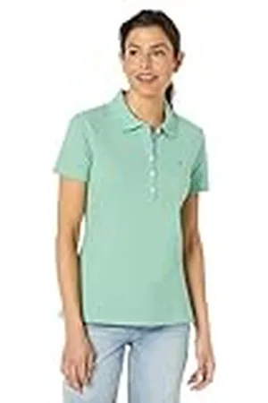 Tommy Hilfiger Polo clásico para Mujer (Talla estándar y Grande), Crème De Menthe, XL