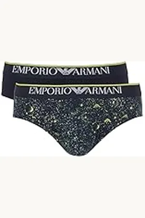 Emporio Armani Christmas Stretch Cotton 2-Pack Brief Bragas, , XL de los Hombres