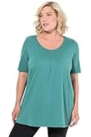 Ulla Popken T-Shirt, Zierfalten, A-Linie, Rundhals, Halbarm, Modal Túnica, , 62-64 Mujeres