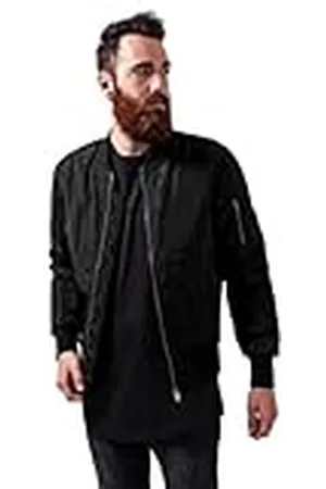 Urban classics Cazadora de Hombre Chaqueta Bomber de Estilo Urbano, con Cuello, Cintura y Puños Negros a Contraste, Cierre con Cremallera, , M