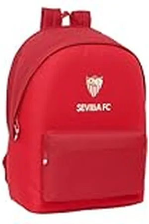 Safta SEVILLA FC - Mochila para Portátil 15.6" y USB, Ideal para Jóvenes de Diferentes Edades, Tejido Reciclado, Cómoda y Versátil, Calidad y Resistencia, 31x18x44 cm
