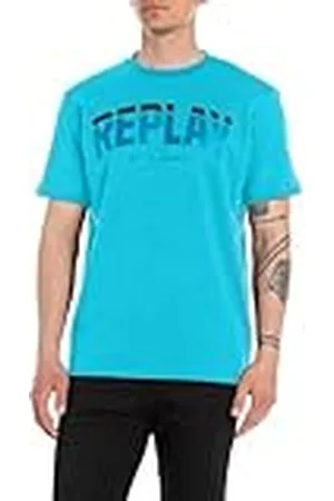 Replay Camiseta de algodón de manga corta para hombre, turquesa (Turquoise 957), M
