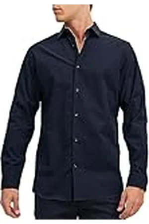 JACK & JONES Jprblaparker Detail Camiseta L/S Noos Camisa de Ocio, Marine, S para Hombre