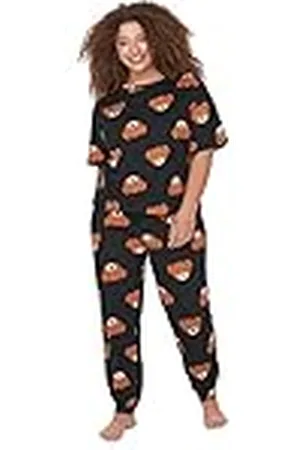 Trendyol Women with Slogan Knit T-Shirt-Trousers Plus Size Pajamas Set Pijama, , XL para Mujer