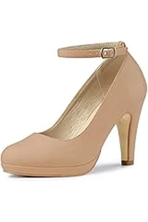 Allegra K Zapatos de tacón de Aguja con Punta Redonda para Mujer, Color Carne, 39 EU