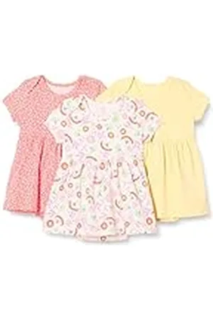 Amazon Vestido con body de manga corta Bebé Niña, Pack de 3, , 0-3 meses