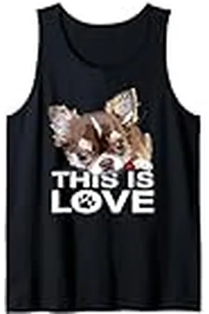 Raf THE ARTIST Designs Chihuahua Pelo Largo This Is Love Dog Brown Chiwawa Puppy Camiseta sin Mangas