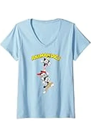 Animaniacs Mujer Stacked Yakko Wakko Dot Cartoon Camiseta Cuello V