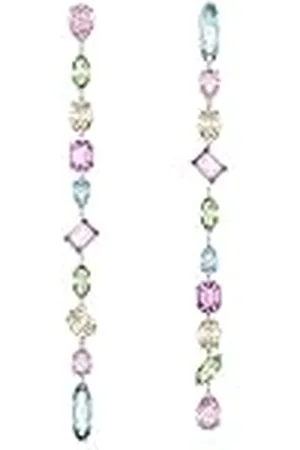 Swarovski Pendientes Gema, Extralargos, Cristales Multicolores, Baño de Rodio