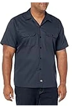 Dickies Camisa de Trabajo Flexible de Manga Corta Ajustada Abotonada, , L para Hombre
