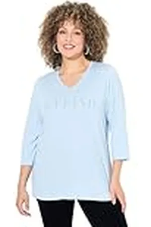 Ulla Popken Shirt, Schriftmotiv, Classic, V-Ausschnitt, 3/4-arm Camiseta, , 44-46 Mujeres