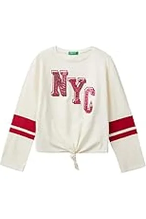 Benetton Camiseta M/L 3i1xc10jd, Color Blanco, 140 cm para Niñas
